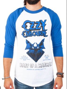 Diamond Supply Co. White & Blue Raglan Ozzy Osbourne 'Diary of a Madman' Tee